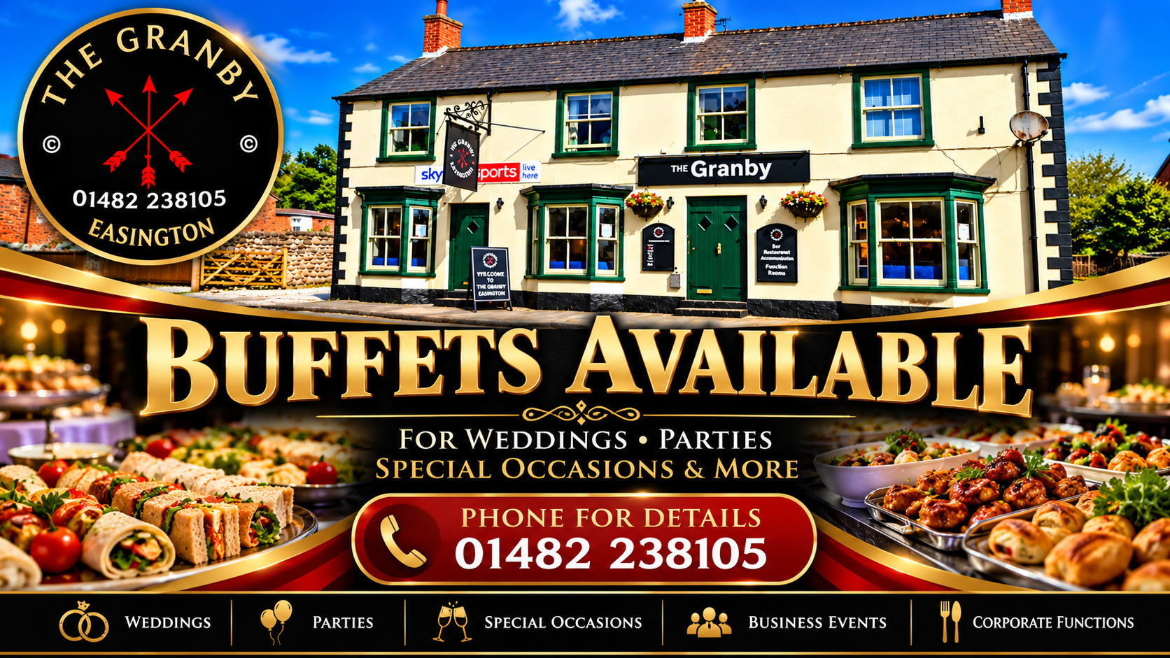 Buffets available for weddings, parties and special occasions