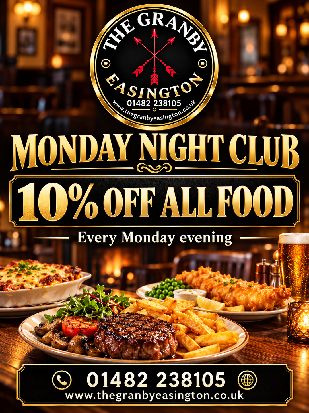 Monday Night Club: 10% off all food every Monday evening